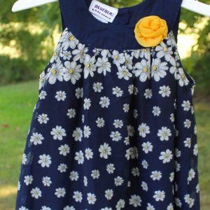Blueberi Boulevard Daisy Dress w Yellow Trim - size 24 mos